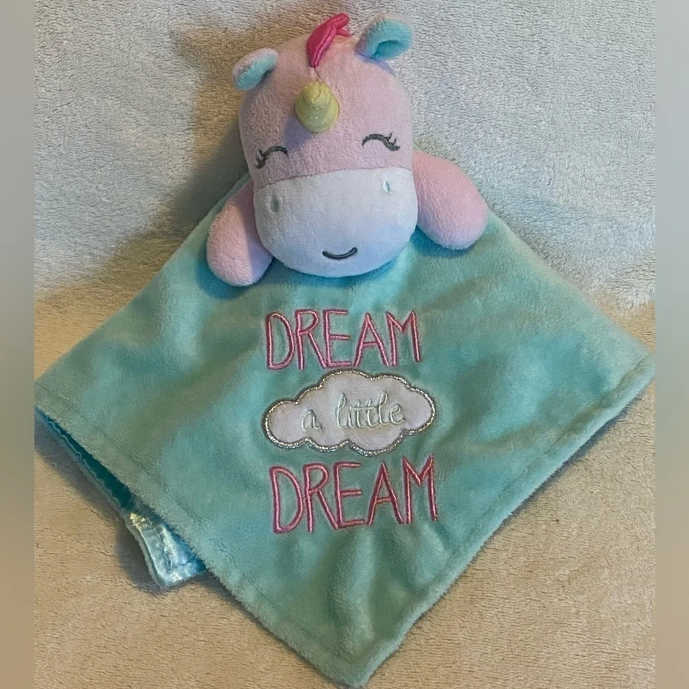 Baby Starters Unicorn Lovey Rattle Mint Green Plush & Satin Dream A Little Dream - Picture 1 of 11